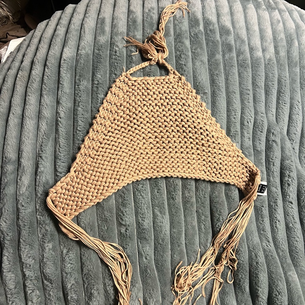 SHEIN Tan Knitted Halter Top